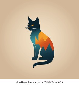 Vector isolated cat silhouette, logo, print, t-shirt design