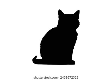 Vector aislado silueta de gato, logotipo, impresión, etiqueta decorativa.
