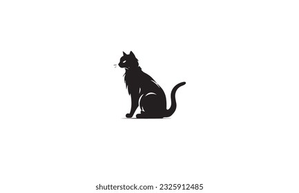 Vector isolated cat silhouette, logo,black simple on white background