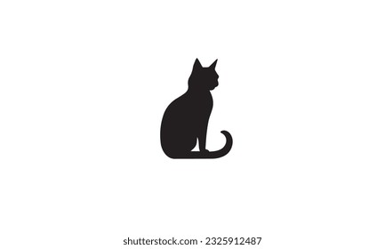 Vector isolated cat silhouette, logo,black simple on white background