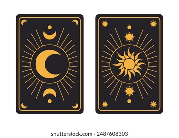 Vector isolated celestial magic cards. Clip art element