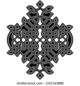 Vector isolated Celtic knot pattern cross. Black and white.