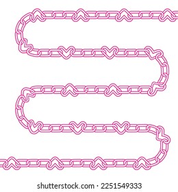 Vector isolated chain and heart link element Linear madenta shape islated white background  90s emo decor element
