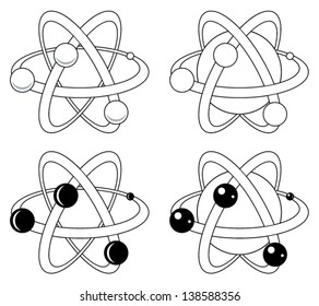 vector isolated chemistry icons of atom