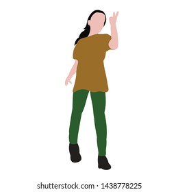 vector isolated child in flat style, girl dancing