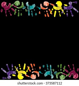 Vector isolated children hand prints - bright seamless pattern for your design