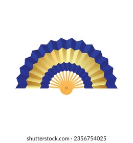 Vector isolated chinese fans illustration. blue folding fans