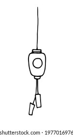 Vector isolated Chinese flashlight, hand-drawn in doodle style, great design for any purpose. Japanese icon on a white background with a black outline. hanging lantern with circle. Cartoon vector 