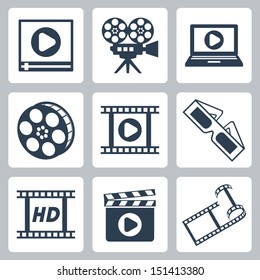 Vector isolated cinema/video icons set