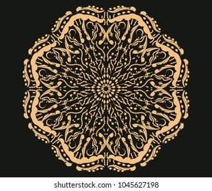 vector, isolated circle ornament gold on a black background
