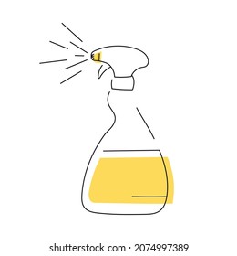 Icono de la línea de pulverización del detergente de limpieza aislado por vectores.