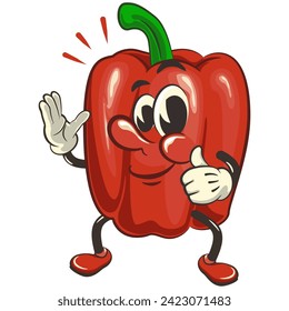 vector isolated clip art illustration of cute bell peppers mascot giving a thumbs up, work of handmade