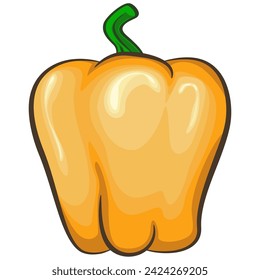 vector isolated clip art illustration of yellow bell peppers, work of handmade
