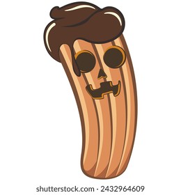 vector isolated clip art illustration of churro cartoon mascot for halloween
