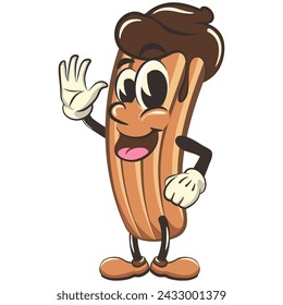 ilustración aislada del clip art del vector de la mascota de la historieta del churro que da la esposa, trabajo de hecho a mano