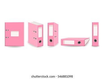 Vector isolated clip art office arch mechanism pink folders set