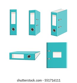 Vector isolated clip art office arch mechanism turquoise folders set