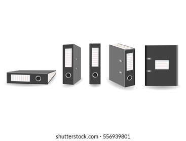 Vector isolated clip art office arch mechanism gray folders set