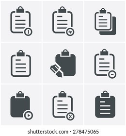 Vector isolated clipboard, list icons set