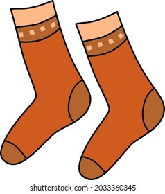 Vector isolated clothers element warm pair of socks. Cosy warm wear
