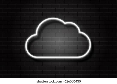 Vector isolated cloud neon sign on the wall background.