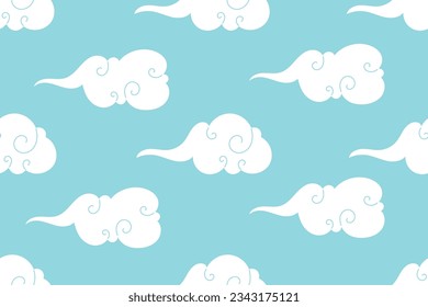 Vector isolated clouds, seamless pattern