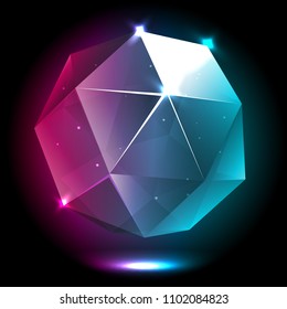 vector isolated collection of bright colorful realistic crystals. Magic jewels for mobile game design or user interface. Shiny low polygonal spheres