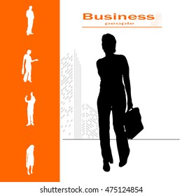 Vector isolated collection of business people silhouettes