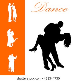 Vector isolated collection of dance people silhouettes