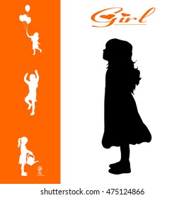 Vector isolated collection of different girl silhouettes