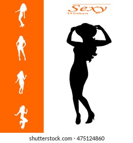 Vector isolated collection of different woman silhouettes