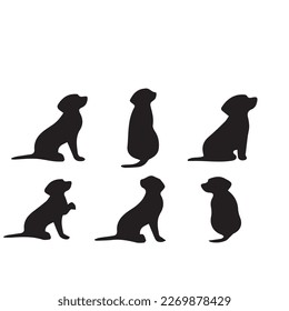 vector isolated collection of silhouettes of dogs