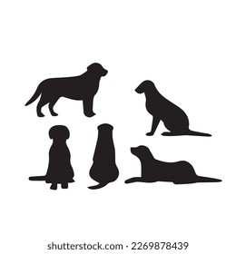vector isolated collection of silhouettes of dogs