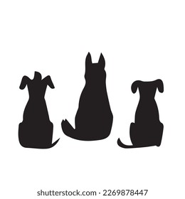 vector isolated collection of silhouettes of dogs