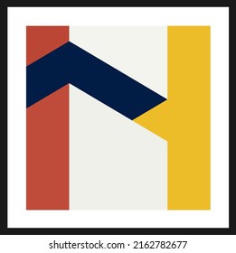 Vector isolated color geometric abstraction in square interior poster with white passepartout in black frame