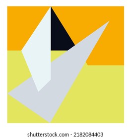 Vector isolated color geometric abstraction in square
