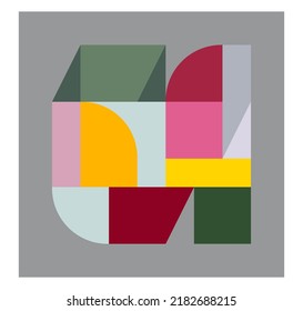 Vector isolated color geometric abstraction in square