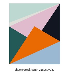 Vector isolated color geometric abstraction in vertical rectangle