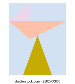Vector isolated color geometric abstraction in vertical rectangle