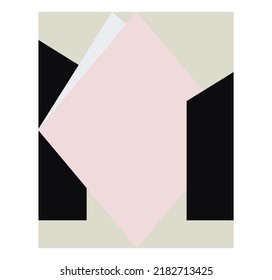 Vector isolated color geometric abstraction in vertical rectangle