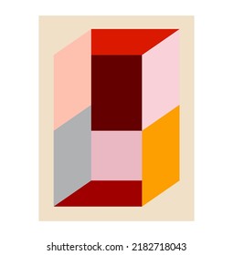 Vector isolated color geometric abstraction in vertical rectangle