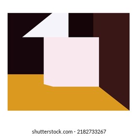 Vector isolated color geometric abstraction in horizontal rectangle