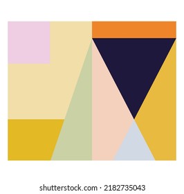 Vector isolated color geometric abstraction in horizontal rectangle