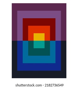 Vector isolated color geometric abstraction in horizontal rectangle