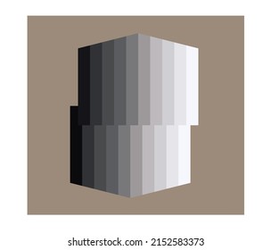 Vector isolated color gradient bands from black to white abstract art drawing