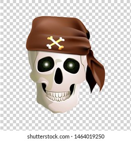 
Vector isolated color illustration of a pirate skull in a bandana.