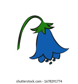 
imagen de color vectorial aislada de la flor de la campana, ilustración del doodle para sitios, artículos, banderas de color