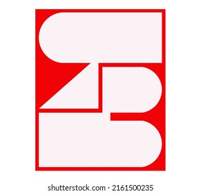 Vector isolated color red and white geometric abstraction in rectangle