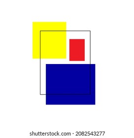 Vector aislado de suprematismo de color minimalismo rectángulos cuadrados de dibujo abstracto. Afiche gráfico suprematismo, impresión de tela, patrón, disposición. Diseño de geometría abstracta amarilla, roja, azul y negra