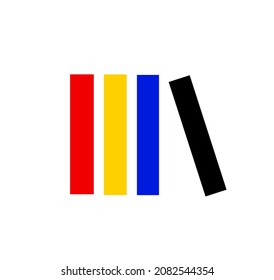 Vector isolated color suprematism minimalism falling rectangles abstract drawing. Suprematism graphic poster, cloths print, pattern, layout. Yellow, red, blue, black abstract geometry design